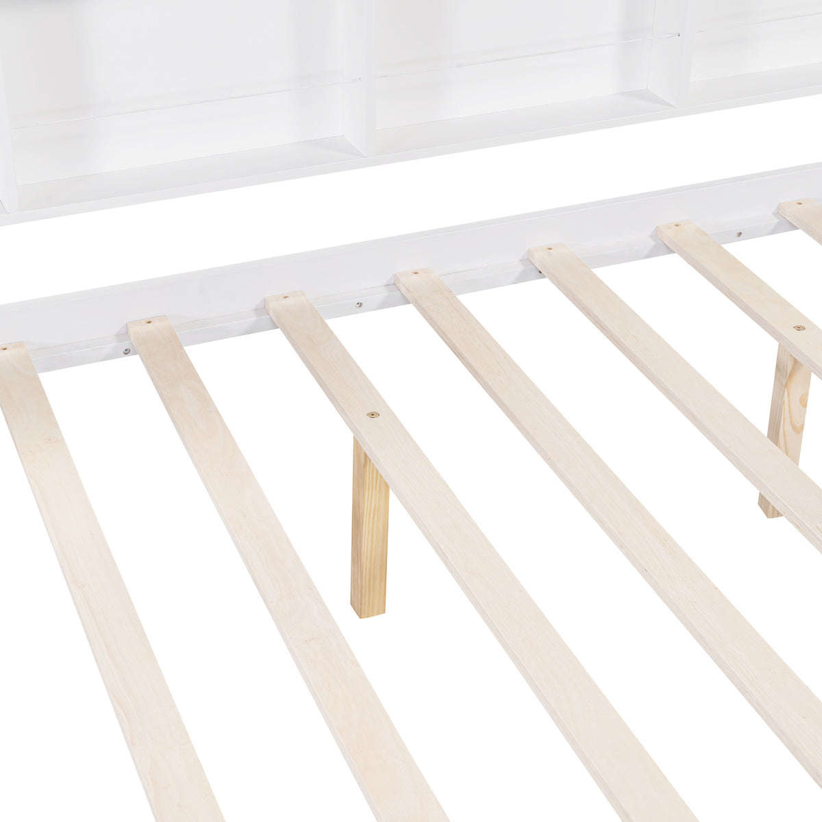 variant-group:rf-n733p326490k|Roomfitters Wooden Full Size House Bed with Trundle and Storage Shelf, White