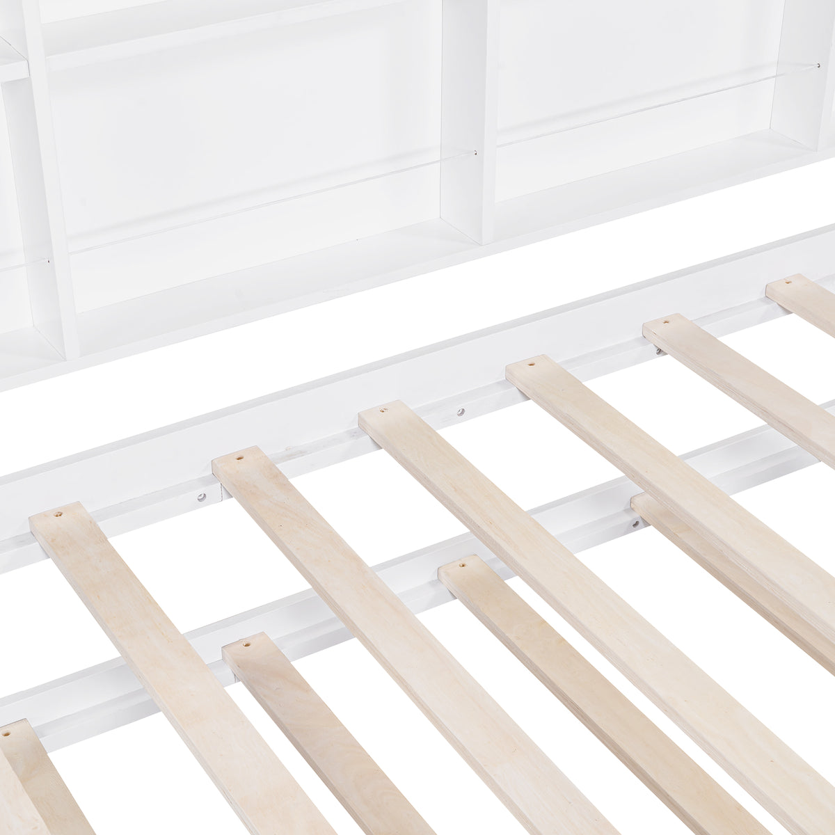 variant-group:rf-n733p326485k|Roomfitters Wooden Twin Size House Bed with Trundle and Storage Shelf, White