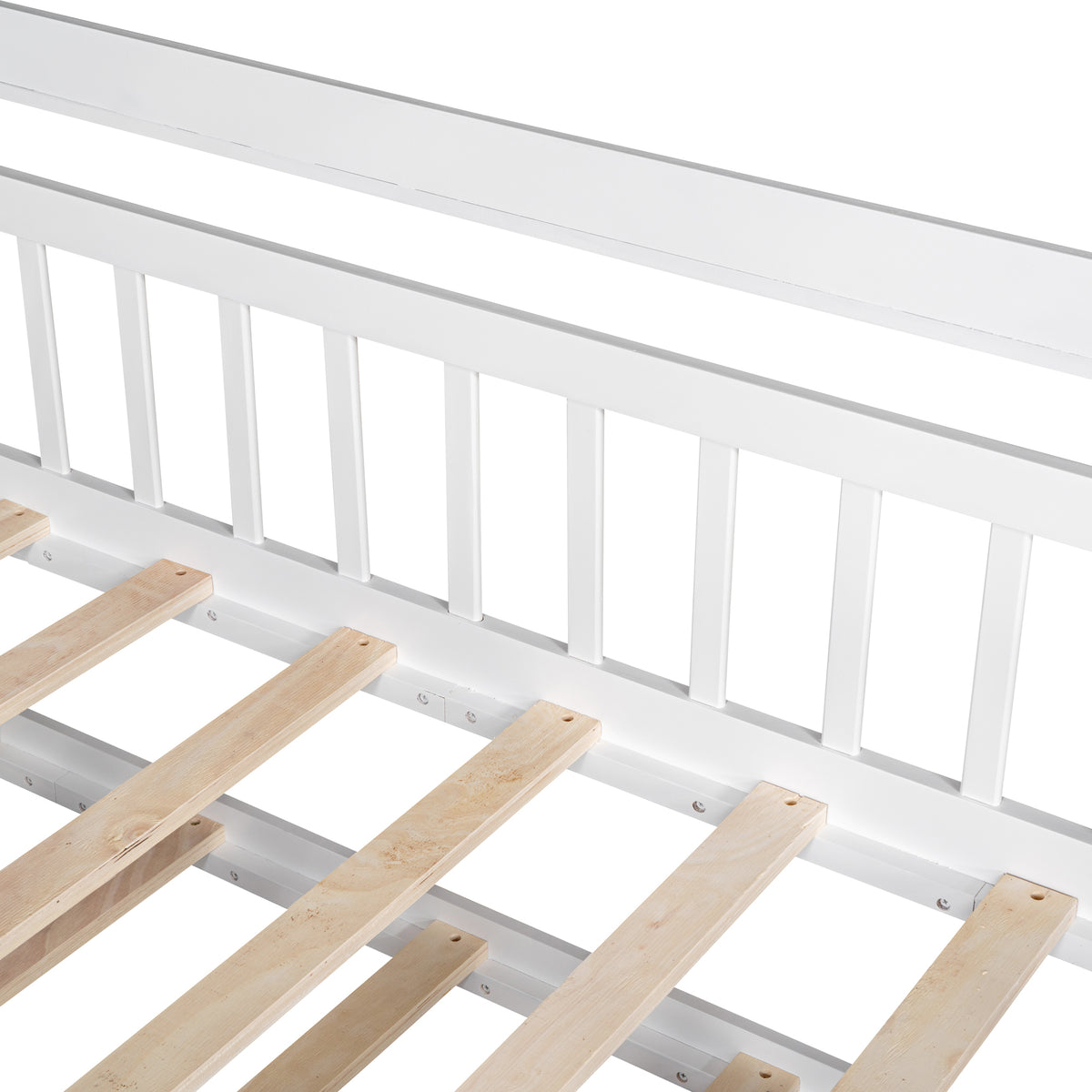 variant-group:rf-n733s371264k|Roomfitters Wooden Twin House Bed with Trundle and Shelf, House Frame Bed for Bedroom, White