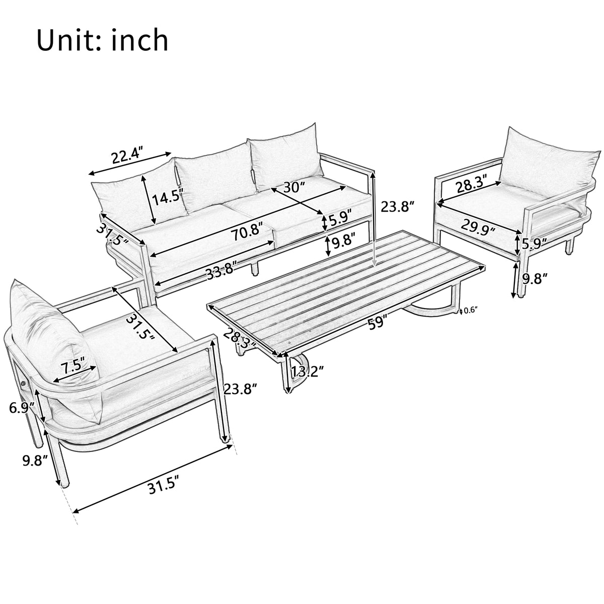 variant-group:rf-n711wy000333aae|Roomfitters Outdoor Steel Sofa Set, Waterproof and Rust-Resistant, Patio Furniture for Garden, Light Gray