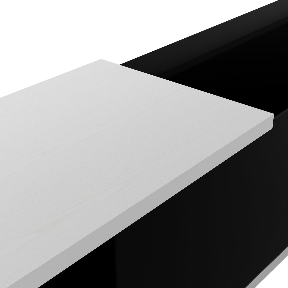 variant-group:rf-n724p205796k|Roomfitters Extendable TV Stand for 80 Inch TV and Above, Modern Cabinet with Open Storage and Sleek Design, Black