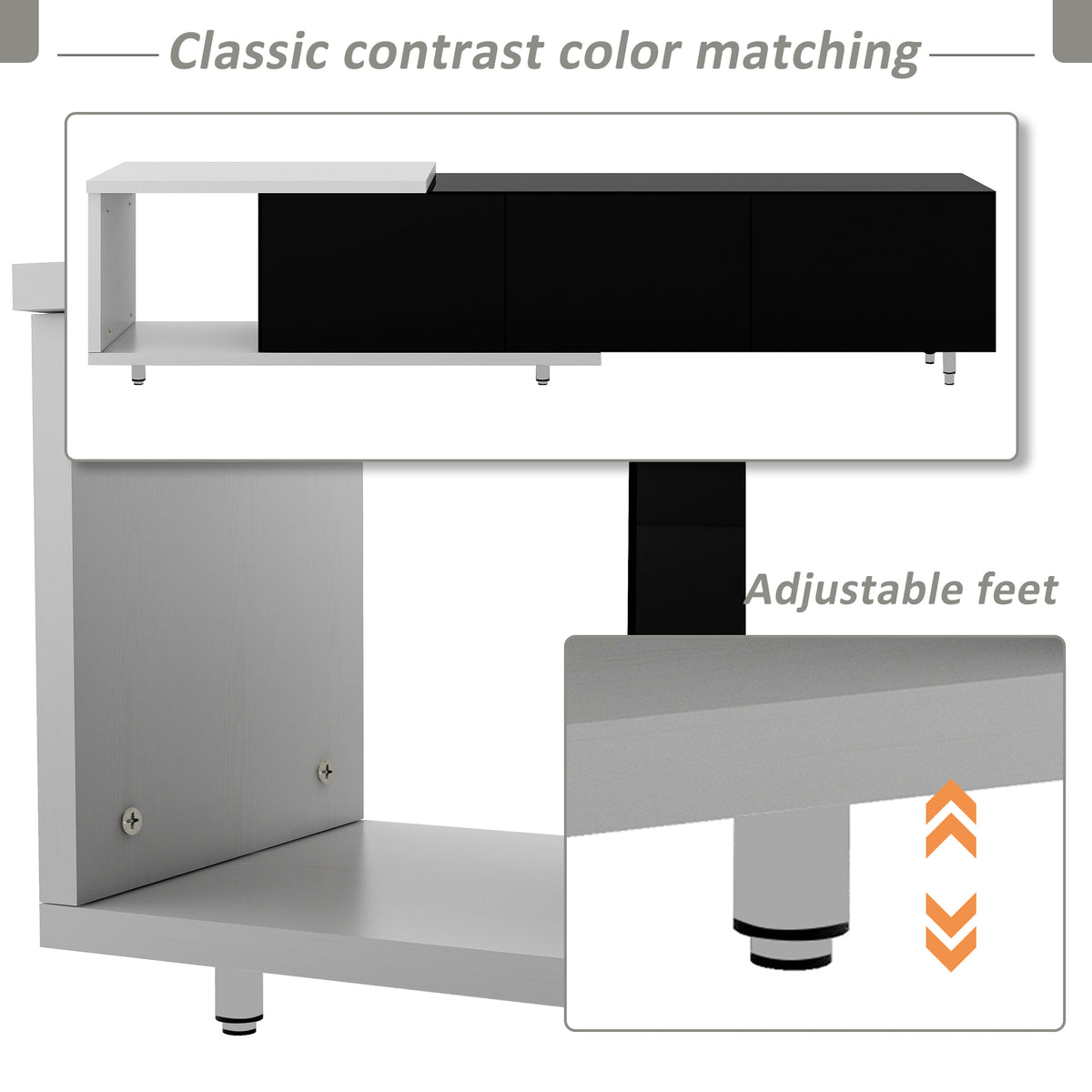 variant-group:rf-n724p205796k|Roomfitters Extendable TV Stand for 80 Inch TV and Above, Modern Cabinet with Open Storage and Sleek Design, Black