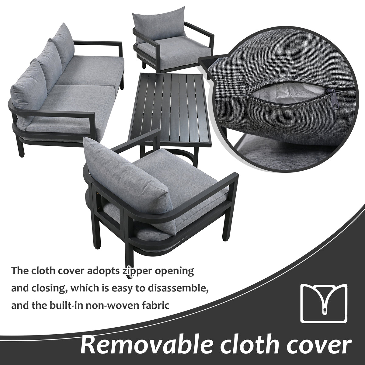 variant-group:rf-n711wy000333aae|Roomfitters Outdoor Steel Sofa Set, Waterproof and Rust-Resistant, Patio Furniture for Garden, Light Gray