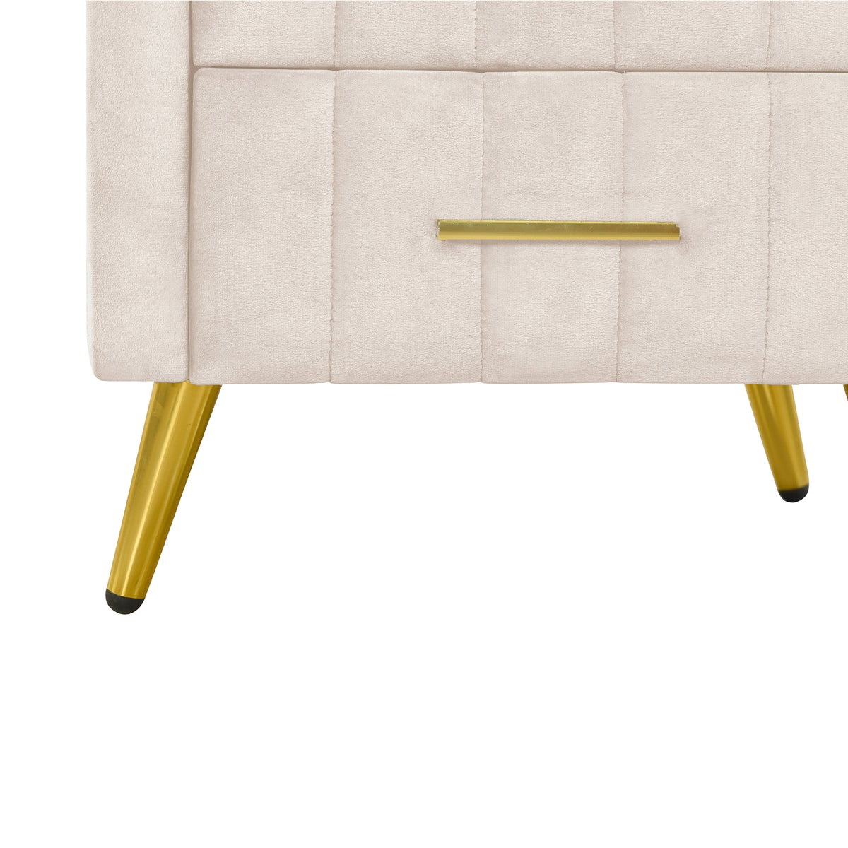 variant-group:rf-n733p208520a|Roomfitters Upholstered Nightstand with 3 Storage Compartments, Metal Legs and Handles, Marble-Inspired Worktop, Beige