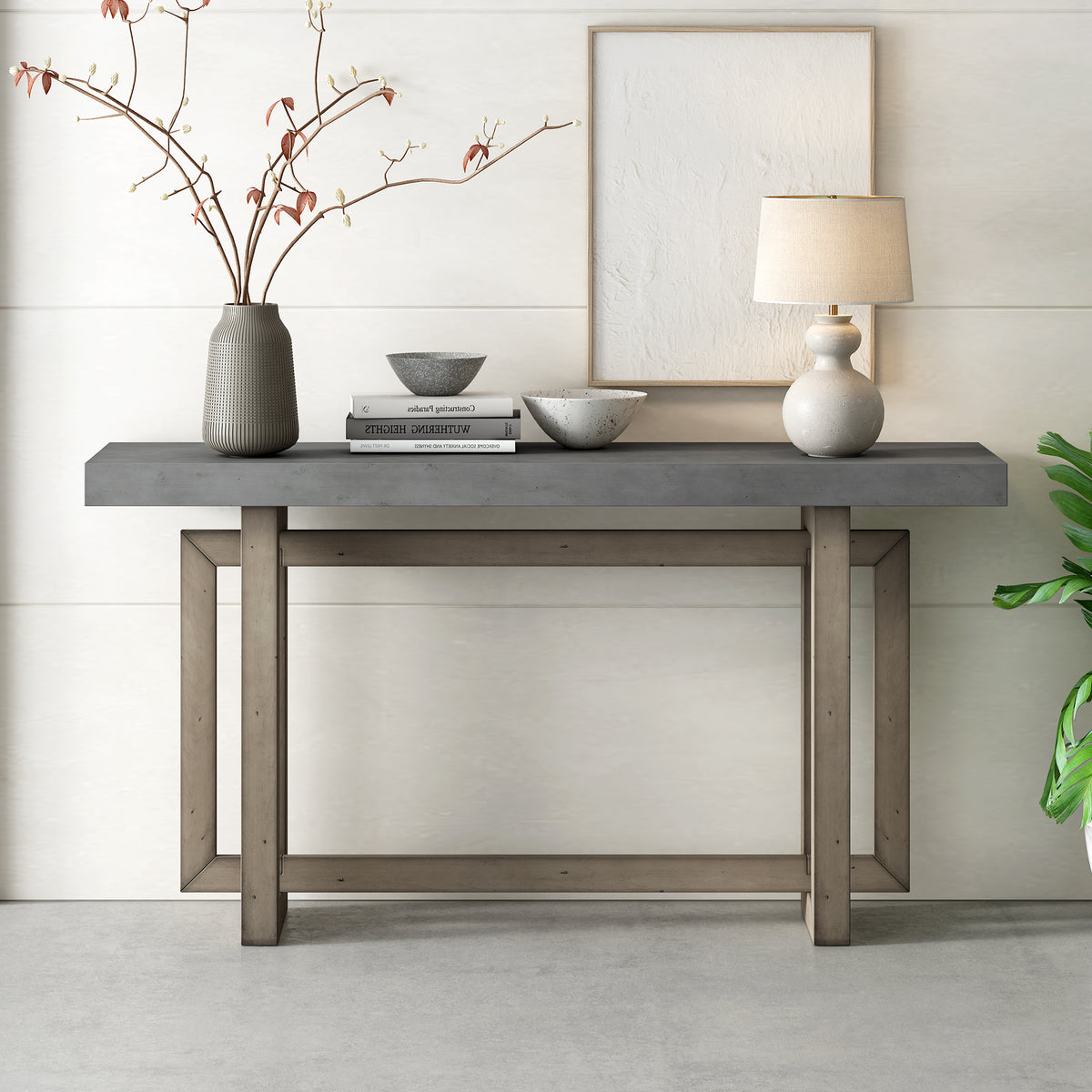 variant-group:rf-n711p230809e|Roomfitters Contemporary Console Table with Wooden Top and Base, Extra Long Entryway Table, Grey