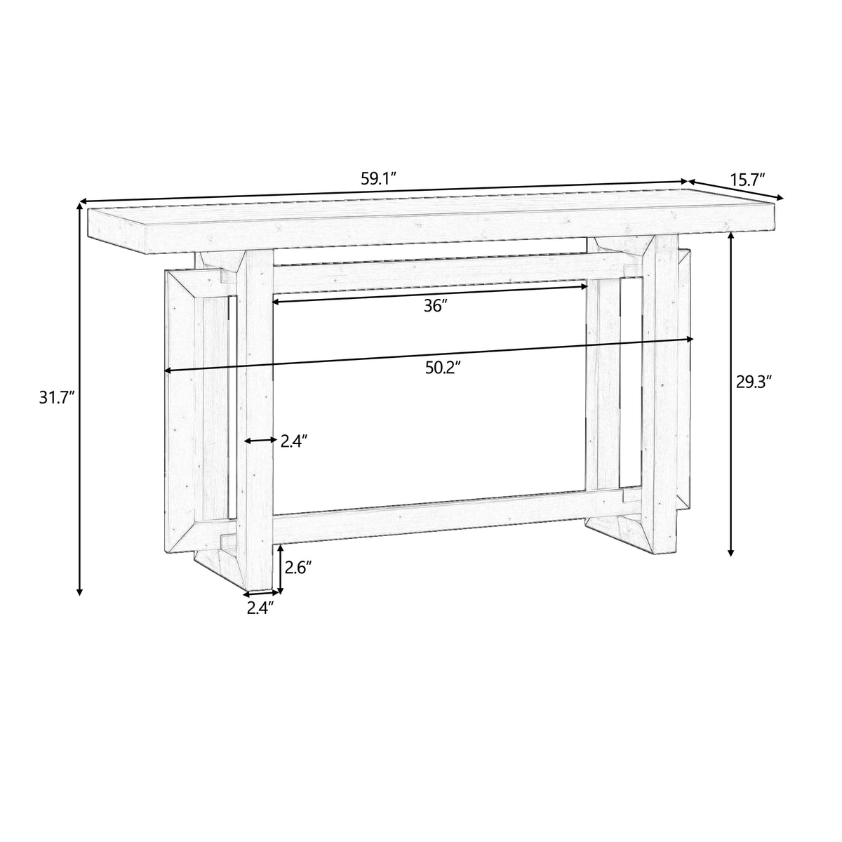 variant-group:rf-n711p230809e|Roomfitters Contemporary Console Table with Wooden Top and Base, Extra Long Entryway Table, Grey