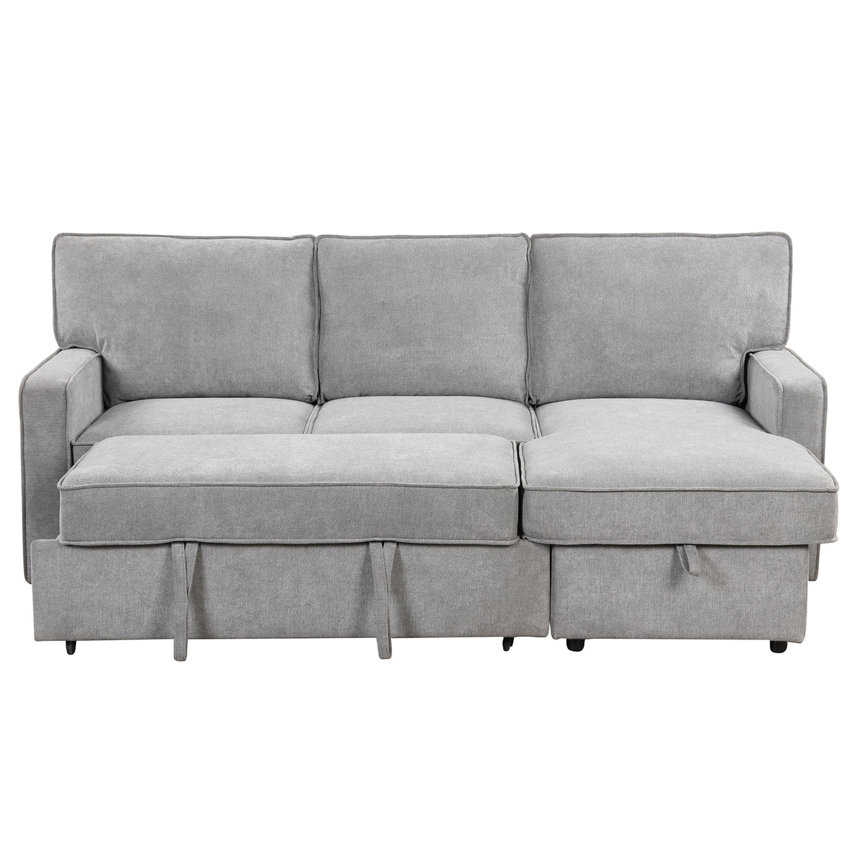 variant-group:rf-n711wy000418aae|Roomfitters Upholstered Sleeper Sectional Sofa with Storage, USB Port, and 2 Cup Holders, Living Room Couch, Gray