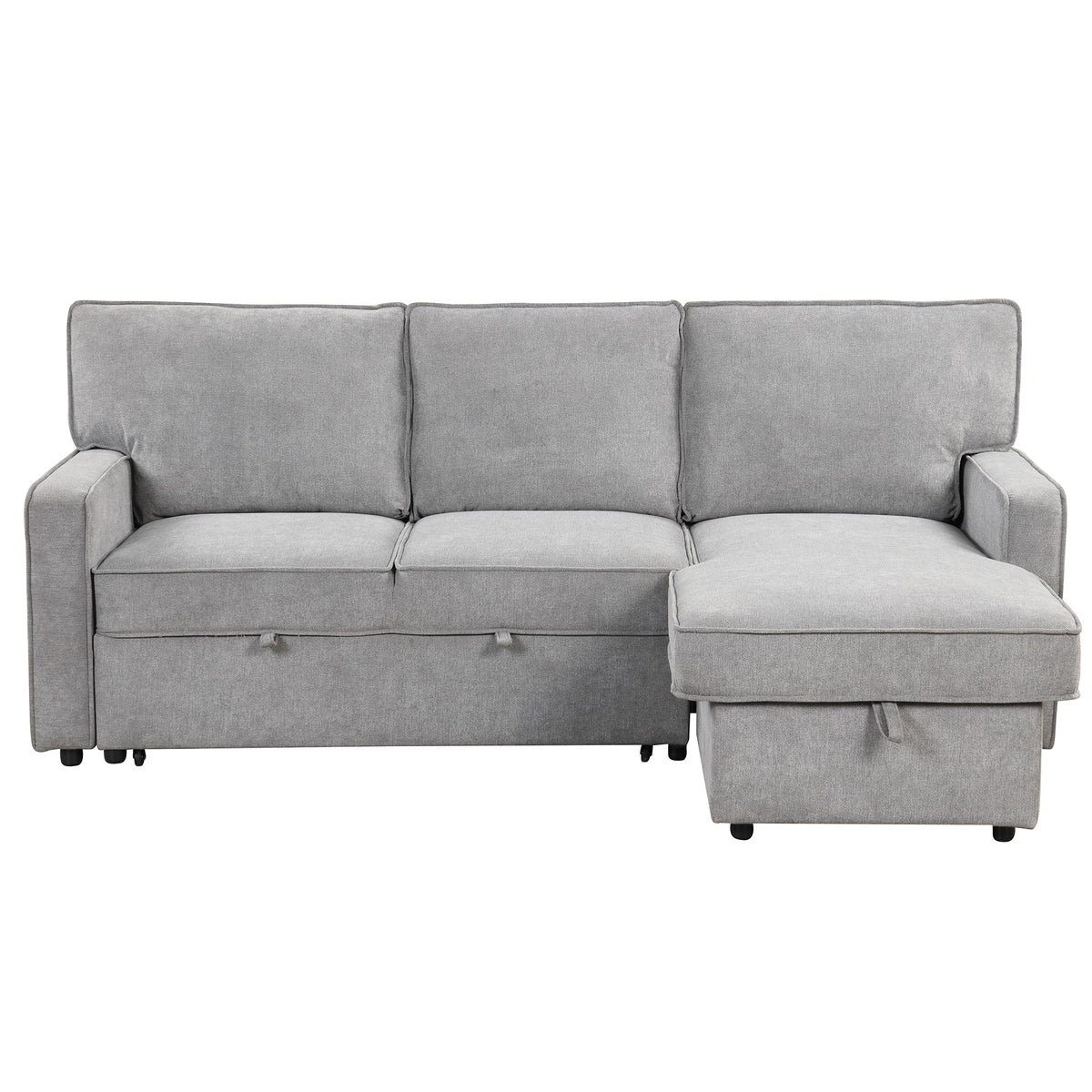 variant-group:rf-n711wy000418aae|Roomfitters Upholstered Sleeper Sectional Sofa with Storage, USB Port, and 2 Cup Holders, Living Room Couch, Gray