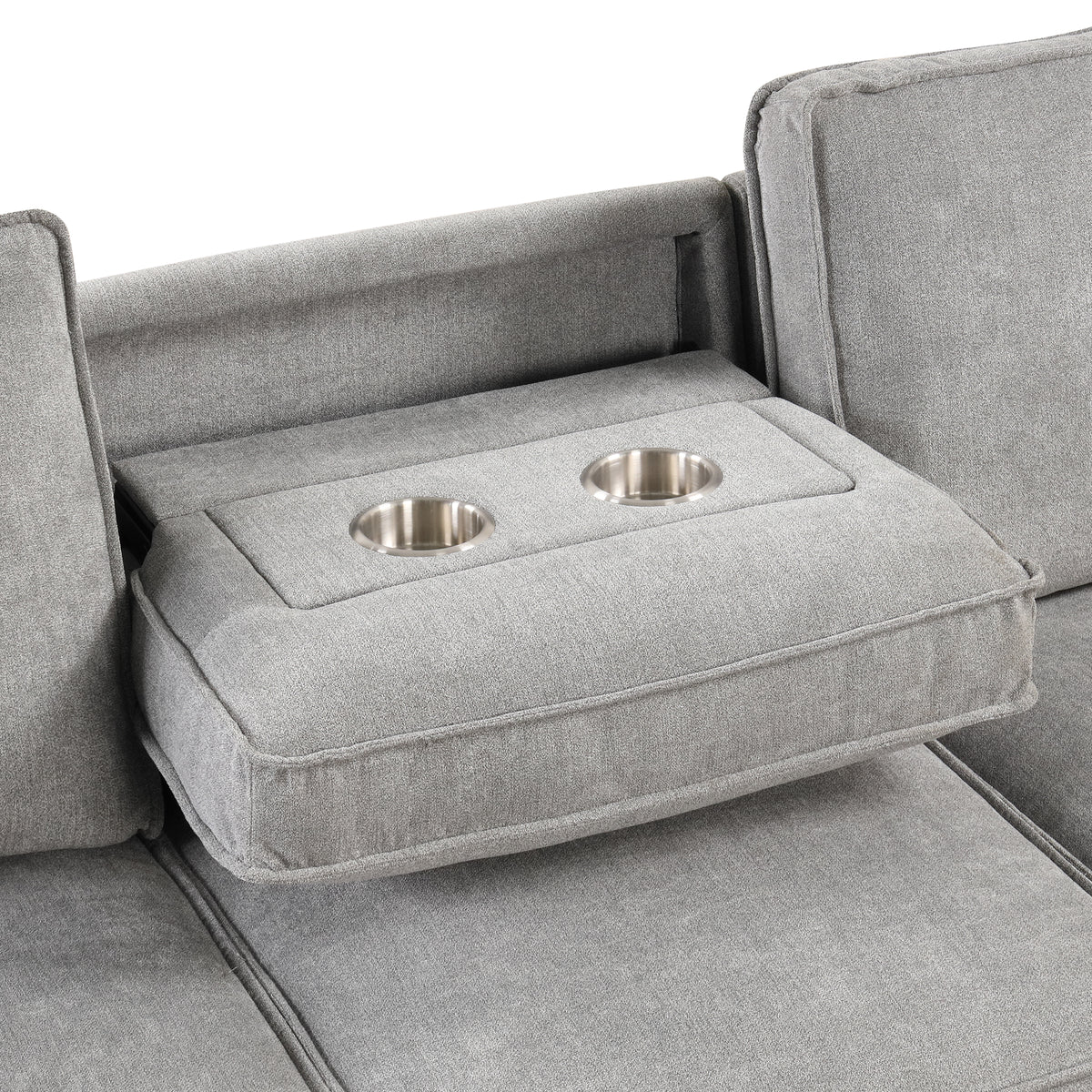 variant-group:rf-n711wy000418aae|Roomfitters Upholstered Sleeper Sectional Sofa with Storage, USB Port, and 2 Cup Holders, Living Room Couch, Gray