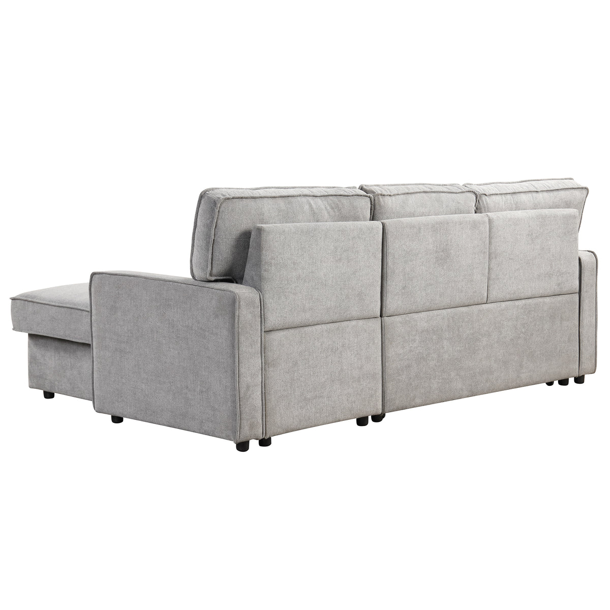 variant-group:rf-n711wy000418aae|Roomfitters Upholstered Sleeper Sectional Sofa with Storage, USB Port, and 2 Cup Holders, Living Room Couch, Gray