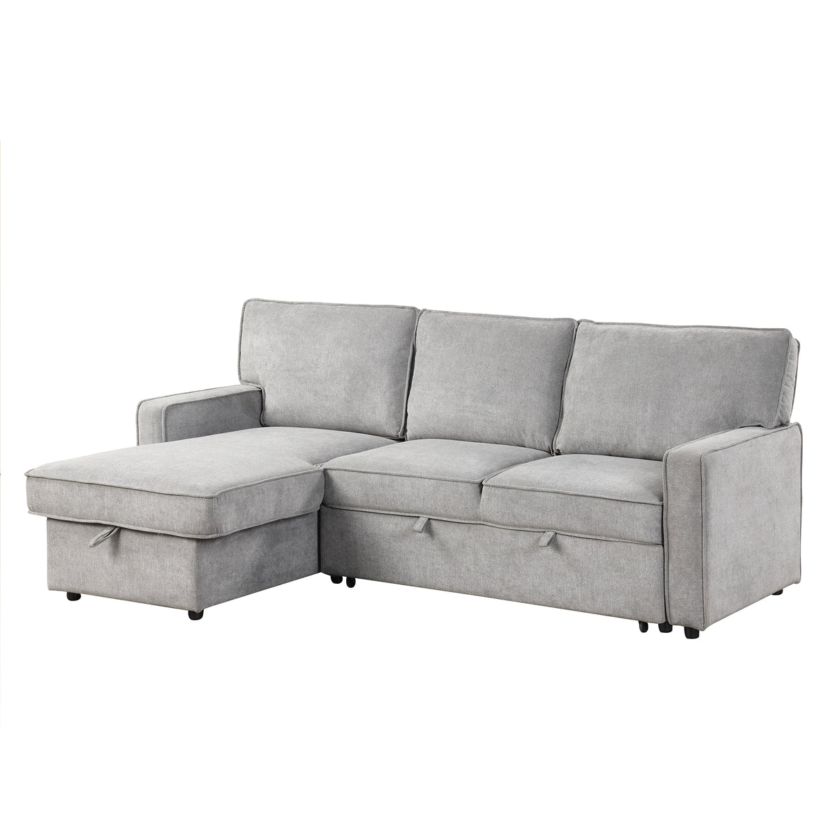 variant-group:rf-n711wy000418aae|Roomfitters Upholstered Sleeper Sectional Sofa with Storage, USB Port, and 2 Cup Holders, Living Room Couch, Gray