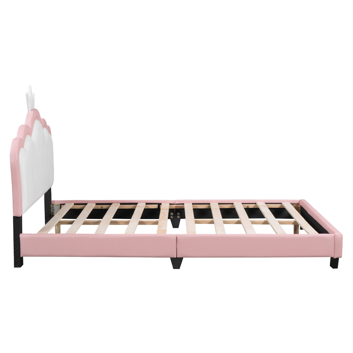 variant-group:rf-n733p180808h|Roomfitters Full Size Upholstered Princess Bed with Crown Headboard, Elegant Platform Bed with Tufted Headboard and Footboard for a Stylish Bedroom, Pink