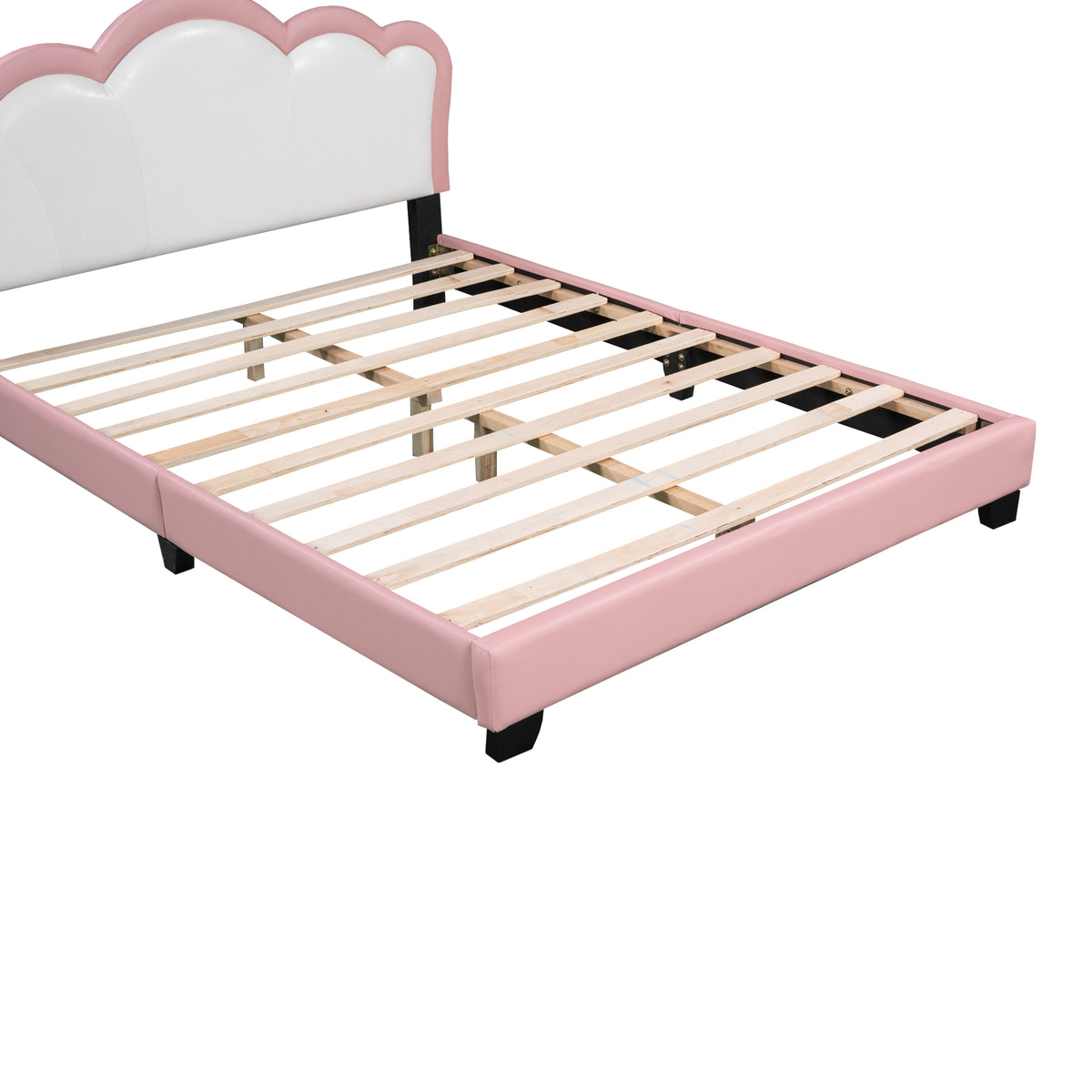variant-group:rf-n733p180808h|Roomfitters Full Size Upholstered Princess Bed with Crown Headboard, Elegant Platform Bed with Tufted Headboard and Footboard for a Stylish Bedroom, Pink