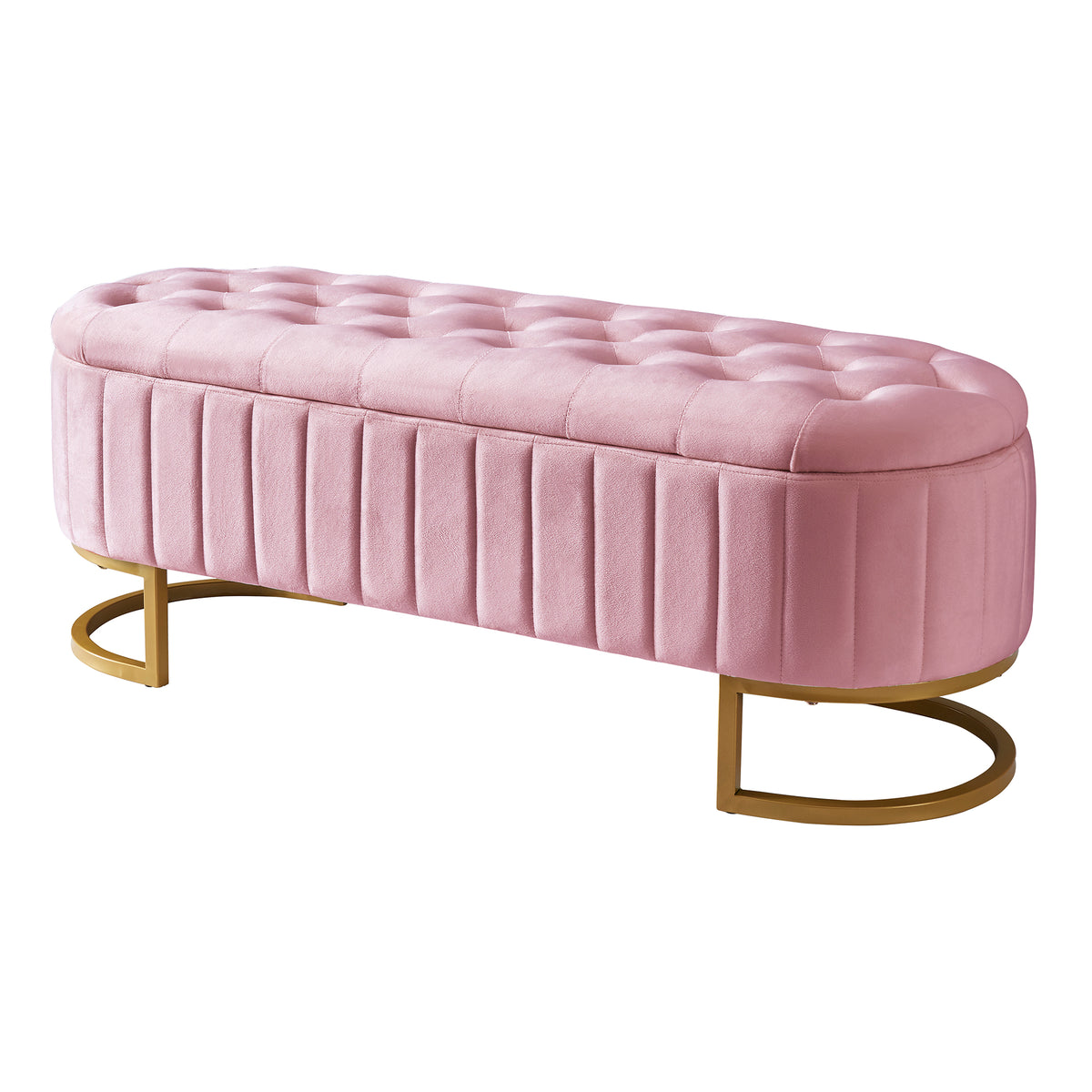 variant-group:rf-n733p208522h|Roomfitters Elegant Velvet Storage Ottoman with Button-Tufted Design, Upholstered Bench with Metal Legs for Bedroom and Living Room, Pink