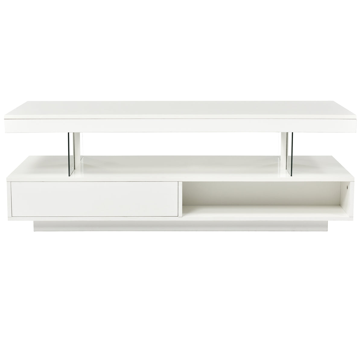 variant-group:rf-n724wf307038aak|Roomfitters Modern Coffee Table with Storage Shelf and Display Space, Center Table with Lighting Effect, White