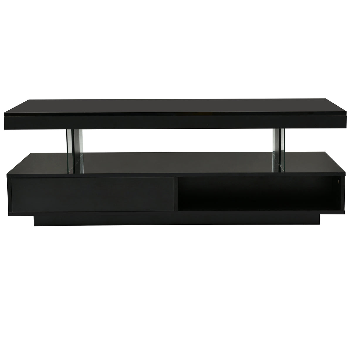 variant-group:rf-n724wf307038aab|Roomfitters Modern Coffee Table with Storage Shelf and Display Space, Center Table with Lighting Effect, Black
