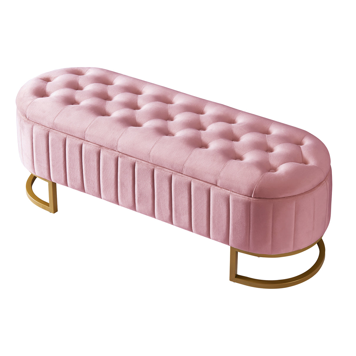 variant-group:rf-n733p208522h|Roomfitters Elegant Velvet Storage Ottoman with Button-Tufted Design, Upholstered Bench with Metal Legs for Bedroom and Living Room, Pink