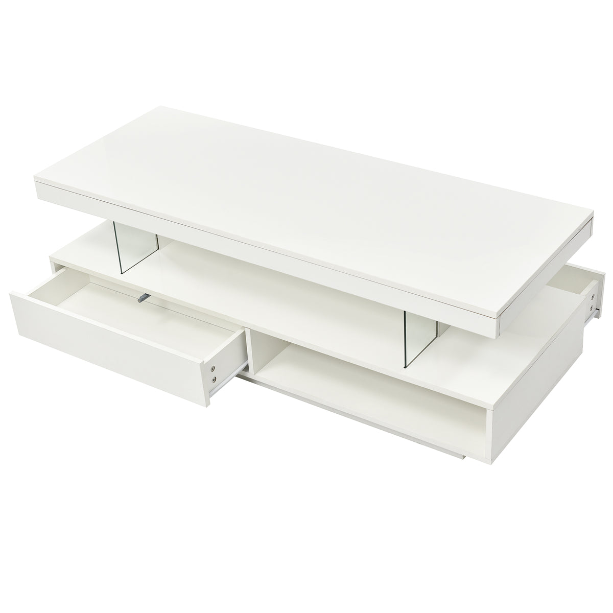variant-group:rf-n724wf307038aak|Roomfitters Modern Coffee Table with Storage Shelf and Display Space, Center Table with Lighting Effect, White
