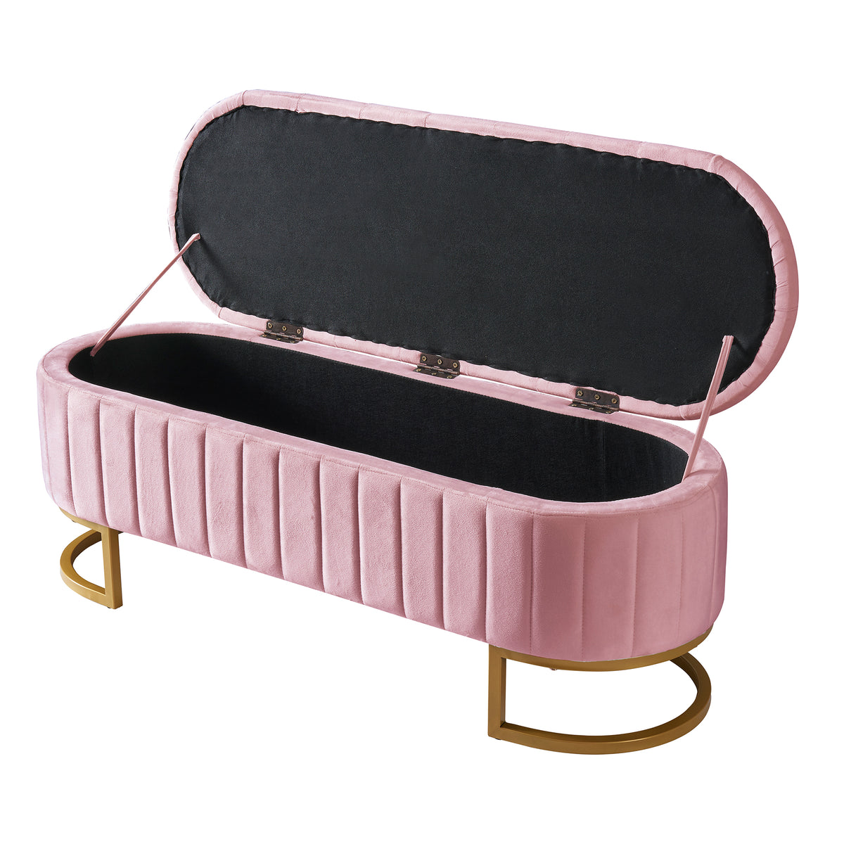 variant-group:rf-n733p208522h|Roomfitters Elegant Velvet Storage Ottoman with Button-Tufted Design, Upholstered Bench with Metal Legs for Bedroom and Living Room, Pink