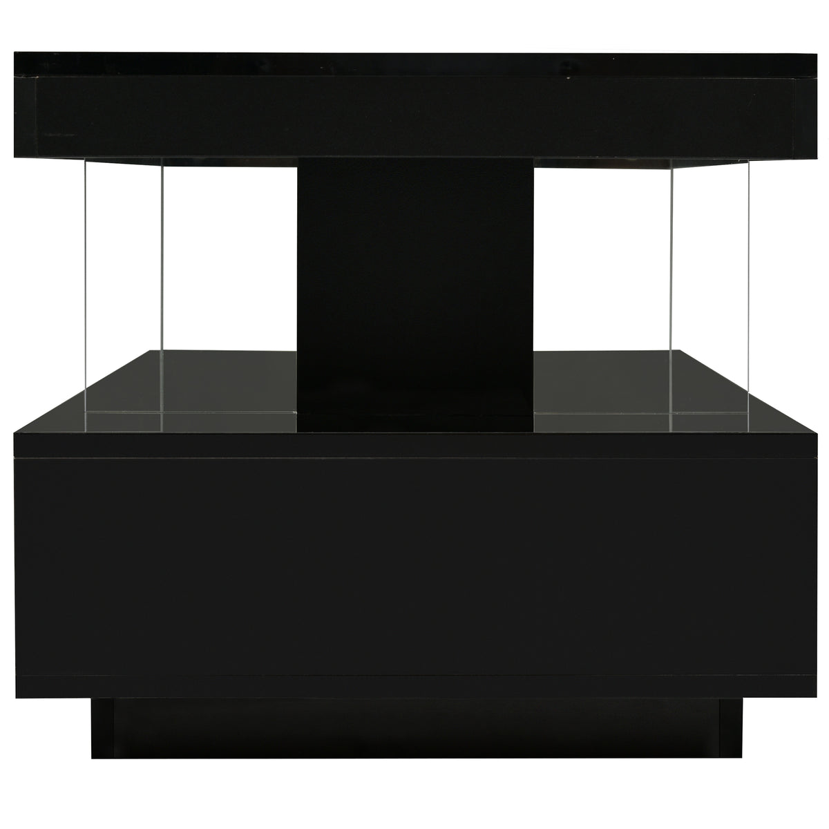 variant-group:rf-n724wf307038aab|Roomfitters Modern Coffee Table with Storage Shelf and Display Space, Center Table with Lighting Effect, Black