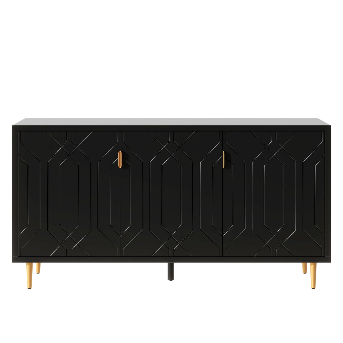 Roomfitters Modern TV Stand with 3 Doors and Adjustable Storage Shelves, Fits TVs up to 70 Inches, Black Roomfitters