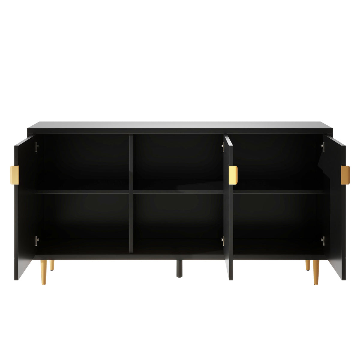 Roomfitters Modern TV Stand with 3 Doors and Adjustable Storage Shelves, Fits TVs up to 70 Inches, Black Roomfitters