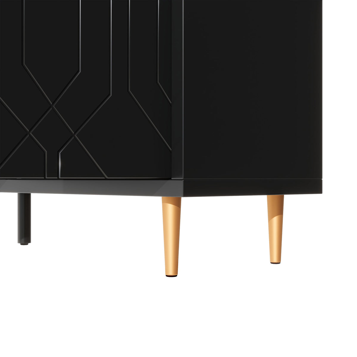 Roomfitters Modern TV Stand with 3 Doors and Adjustable Storage Shelves, Fits TVs up to 70 Inches, Black Roomfitters