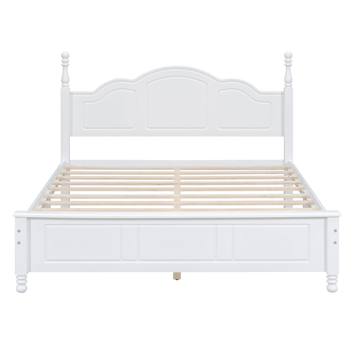 variant-group:rf-n733wf308185aak|Roomfitters Queen Size Wood Platform Bed Frame, Retro Style Platform Bed with Wooden Slat Support, White, White