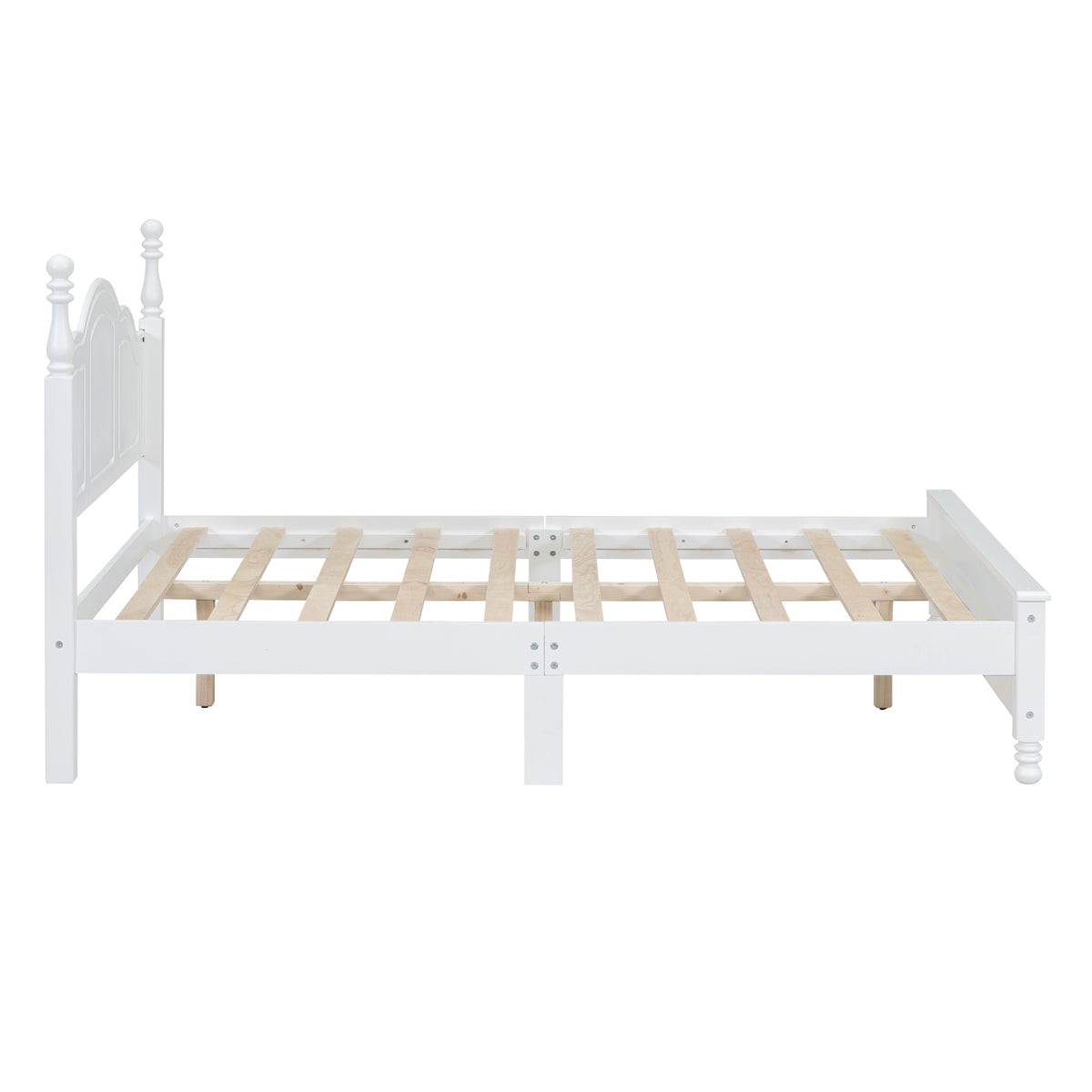 variant-group:rf-n733wf308186aak|Roomfitters Full Size Wood Platform Bed Frame, Retro Style Platform Bed with Wooden Slat Support, White, White