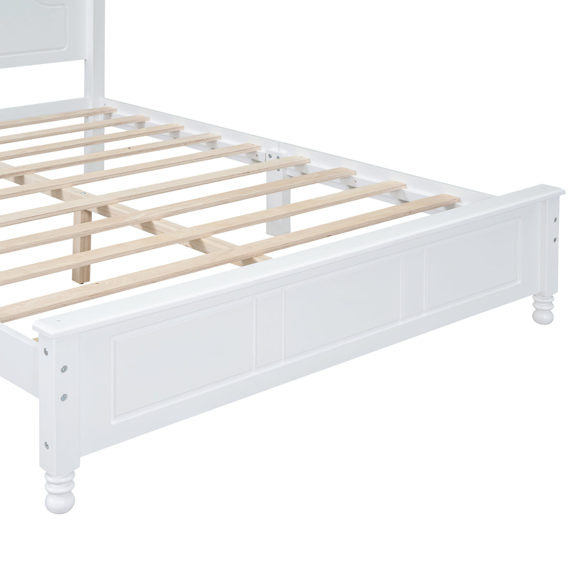 variant-group:rf-n733wf308185aak|Roomfitters Queen Size Wood Platform Bed Frame, Retro Style Platform Bed with Wooden Slat Support, White, White