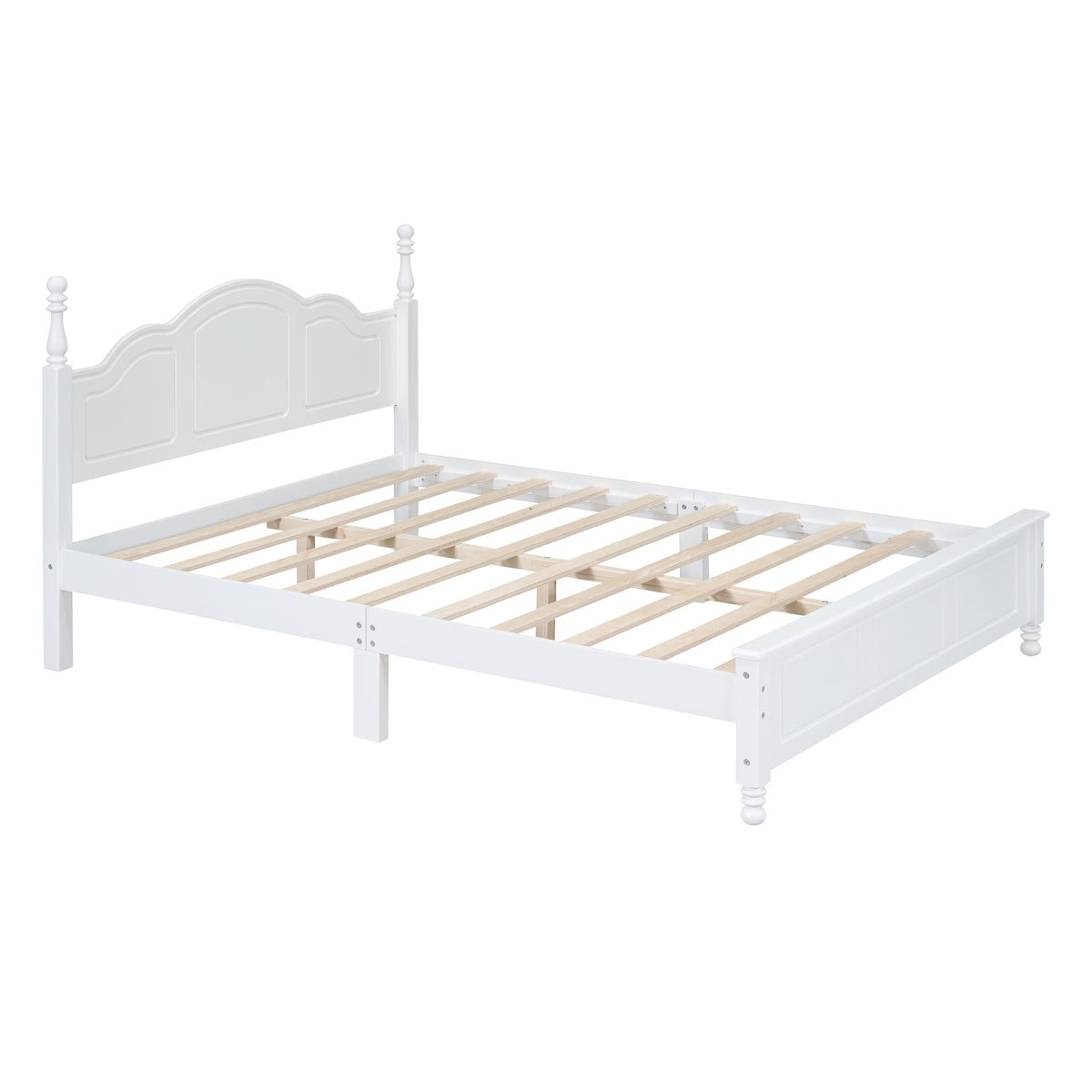 variant-group:rf-n733wf308185aak|Roomfitters Queen Size Wood Platform Bed Frame, Retro Style Platform Bed with Wooden Slat Support, White, White