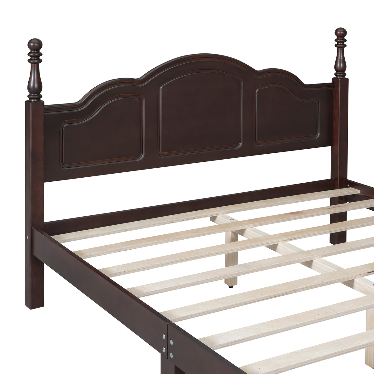 variant-group:rf-n733wf308185aad|Roomfitters Queen Size Wood Platform Bed Frame, Retro Style Platform Bed with Wooden Slat Support, Dark Walnut, Walnut