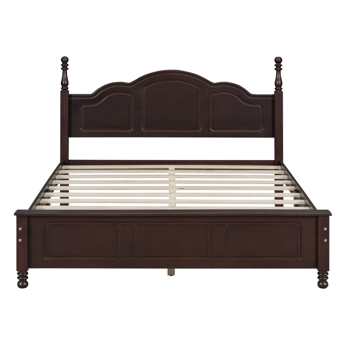 variant-group:rf-n733wf308185aad|Roomfitters Queen Size Wood Platform Bed Frame, Retro Style Platform Bed with Wooden Slat Support, Dark Walnut, Walnut