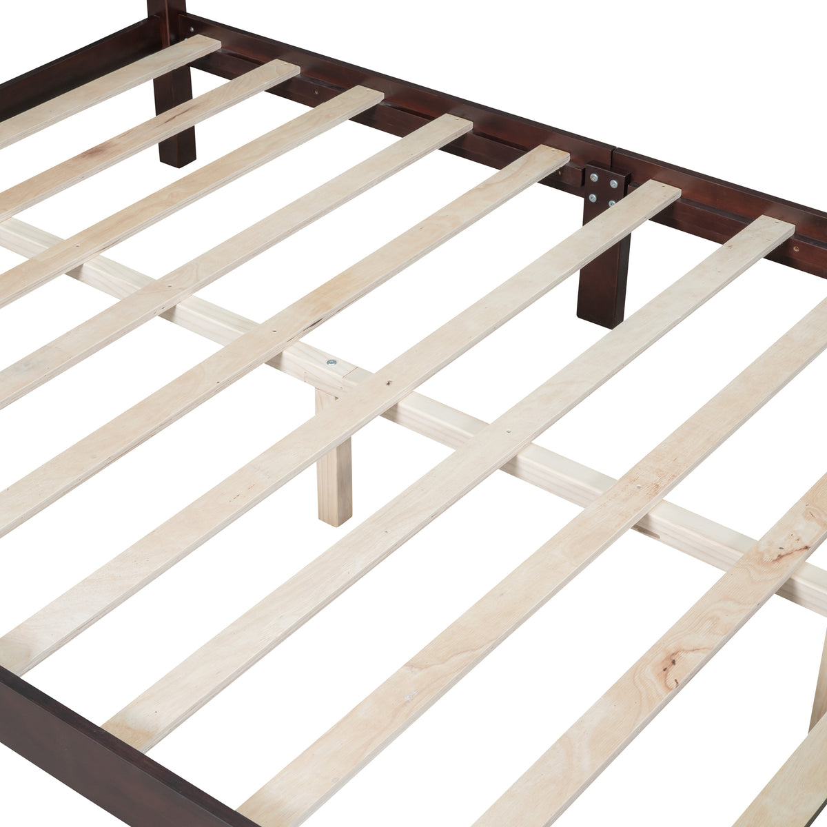 variant-group:rf-n733wf308185aad|Roomfitters Queen Size Wood Platform Bed Frame, Retro Style Platform Bed with Wooden Slat Support, Dark Walnut, Walnut