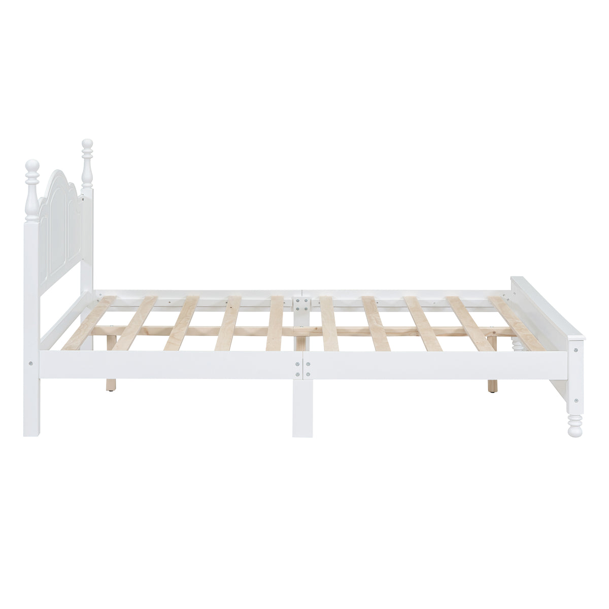 variant-group:rf-n733wf308185aak|Roomfitters Queen Size Wood Platform Bed Frame, Retro Style Platform Bed with Wooden Slat Support, White, White