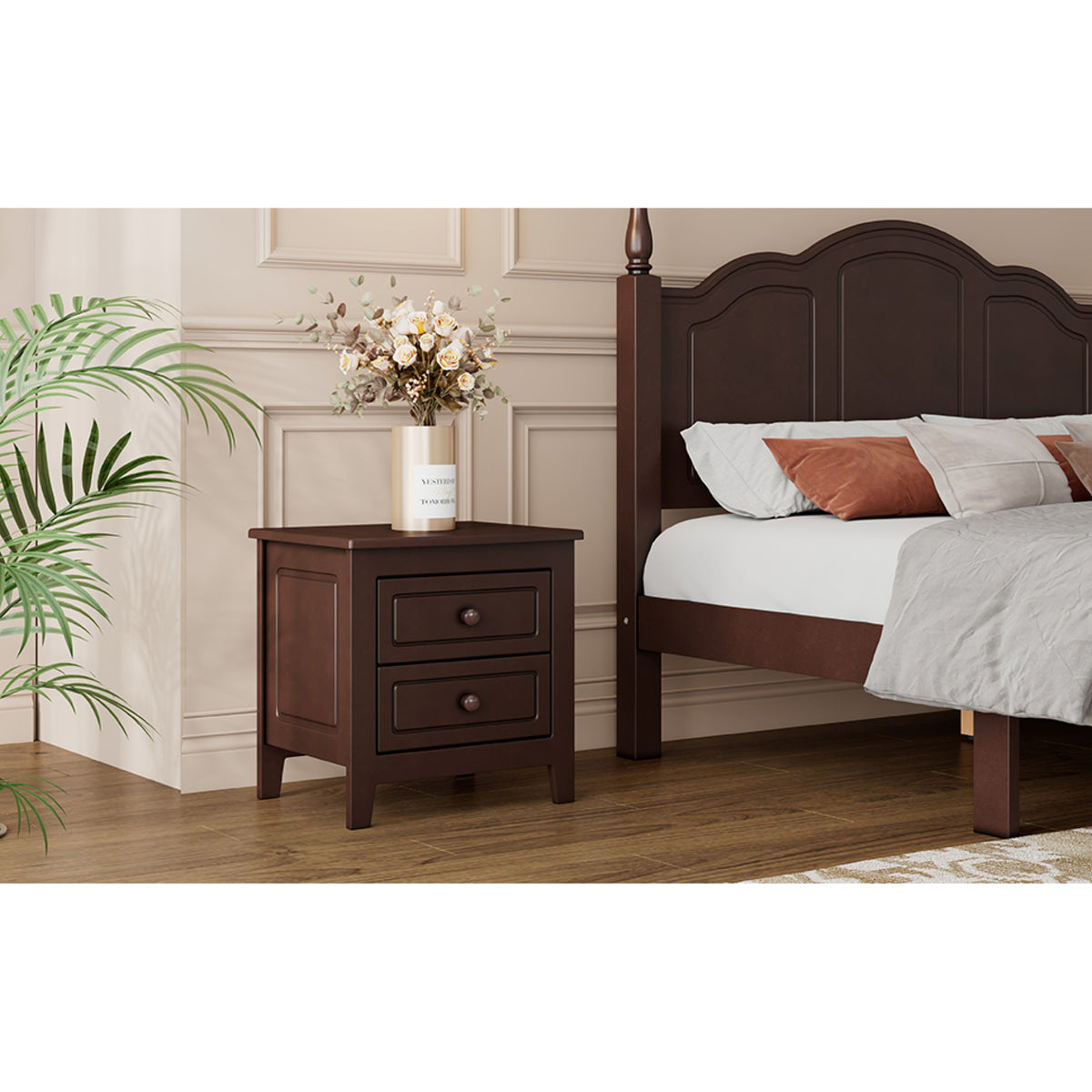 variant-group:rf-n733wf308187aad|Roomfitters 2-Drawer Nightstand for Bedroom, Mid-Century Retro Bedside Table with Classic Design, Dark Walnut