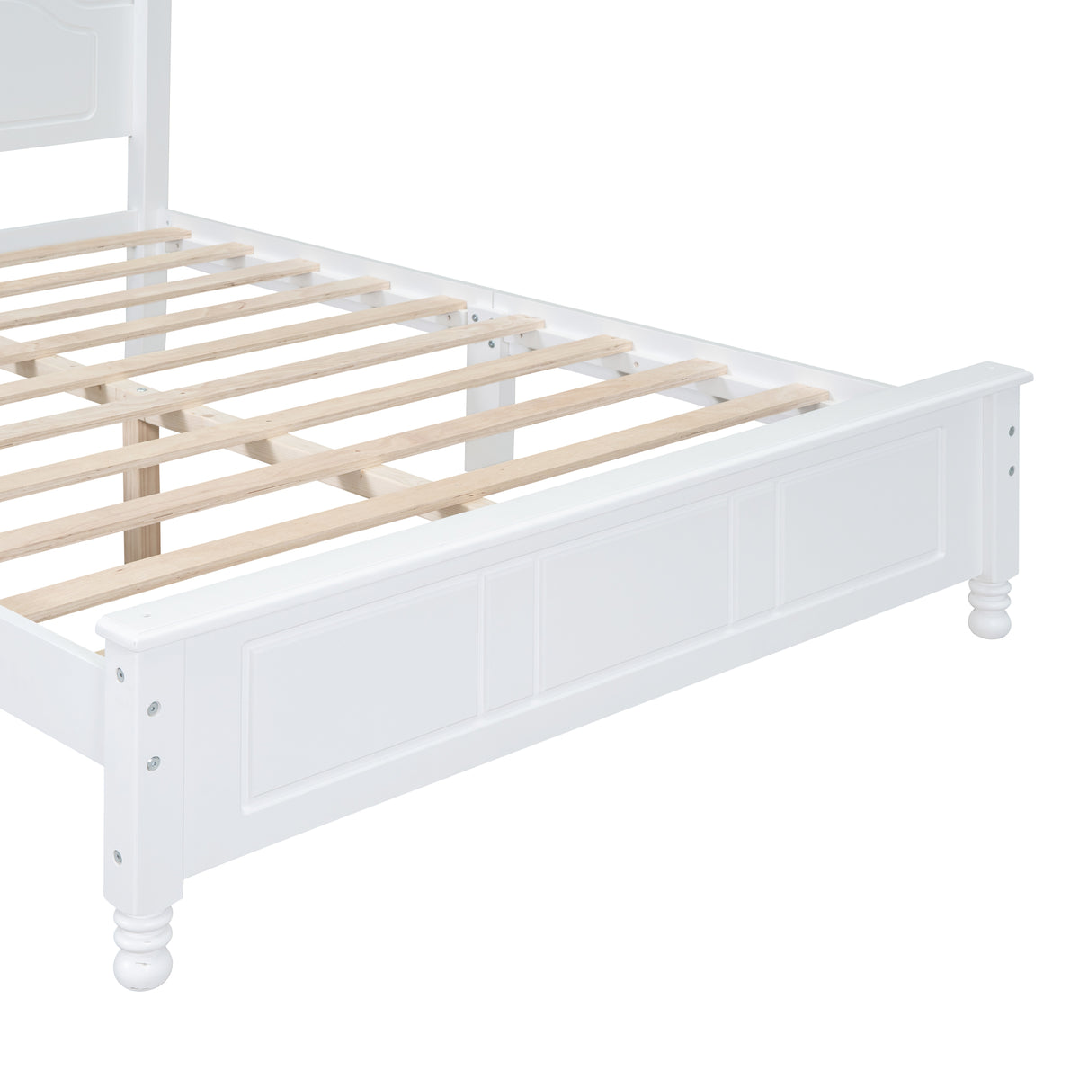 variant-group:rf-n733wf308186aak|Roomfitters Full Size Wood Platform Bed Frame, Retro Style Platform Bed with Wooden Slat Support, White, White