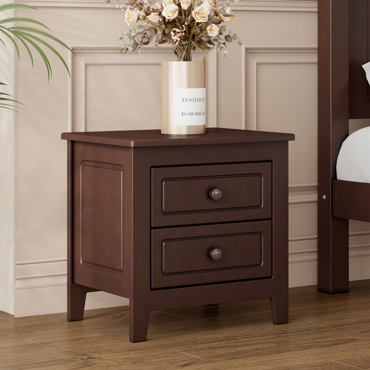 variant-group:rf-n733wf308187aad|Roomfitters 2-Drawer Nightstand for Bedroom, Mid-Century Retro Bedside Table with Classic Design, Dark Walnut