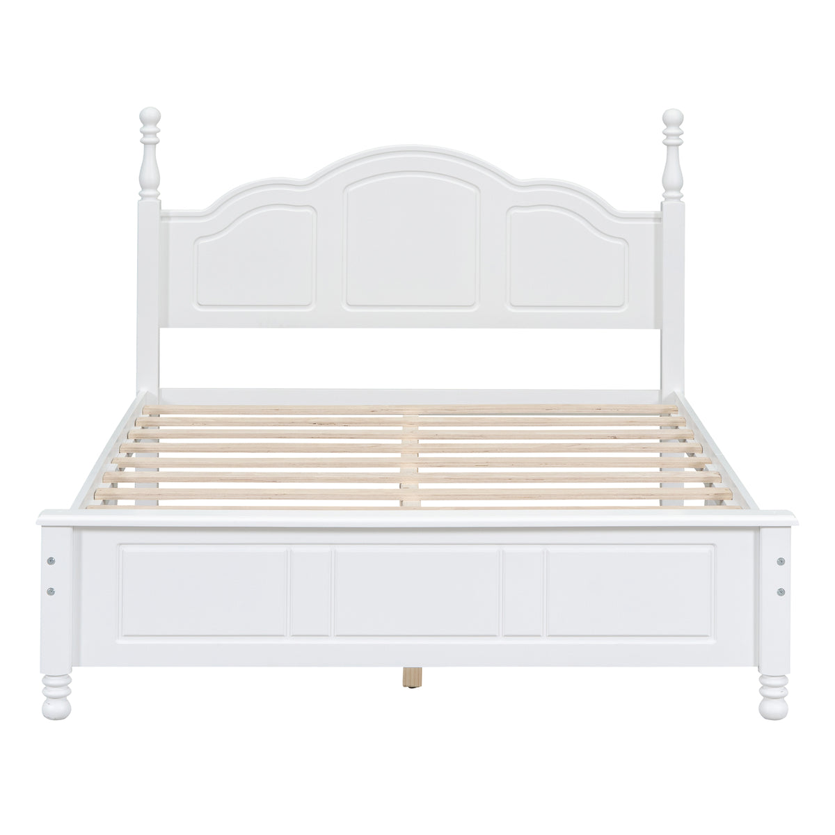 variant-group:rf-n733wf308186aak|Roomfitters Full Size Wood Platform Bed Frame, Retro Style Platform Bed with Wooden Slat Support, White, White