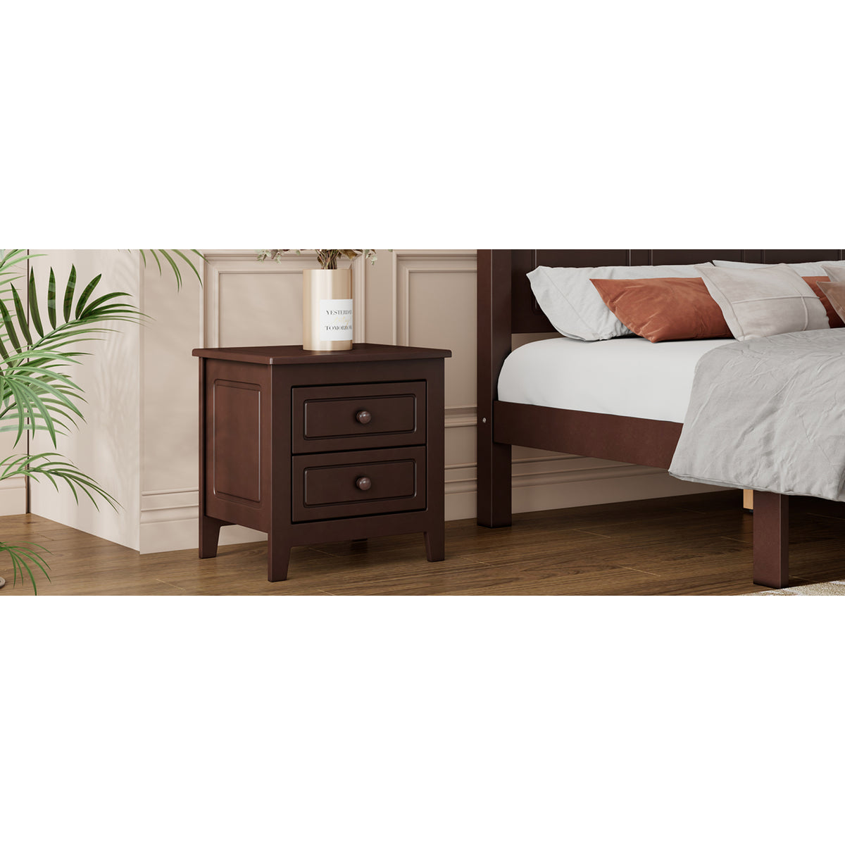 variant-group:rf-n733wf308187aad|Roomfitters 2-Drawer Nightstand for Bedroom, Mid-Century Retro Bedside Table with Classic Design, Dark Walnut