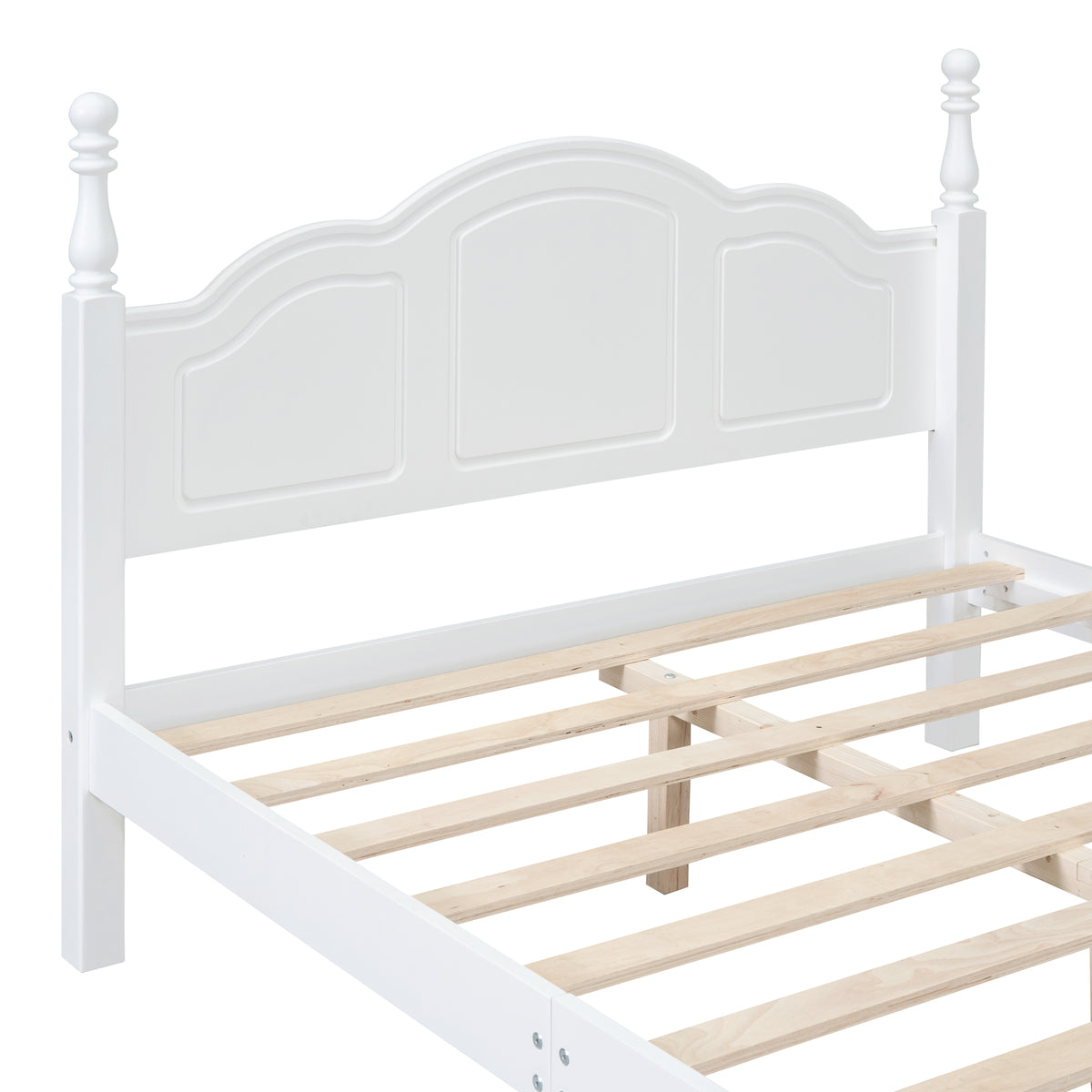 variant-group:rf-n733wf308186aak|Roomfitters Full Size Wood Platform Bed Frame, Retro Style Platform Bed with Wooden Slat Support, White, White