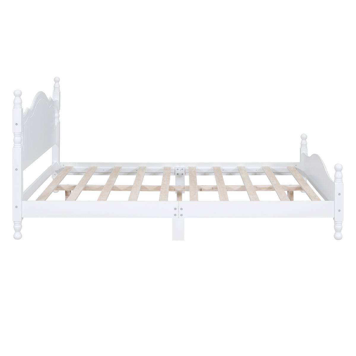 variant-group:rf-n733wf310132aak|Roomfitters Queen Size Wood Platform Bed Frame, Retro-Inspired Design with Sturdy Wooden Slat Support for Classic and Modern Interiors, White