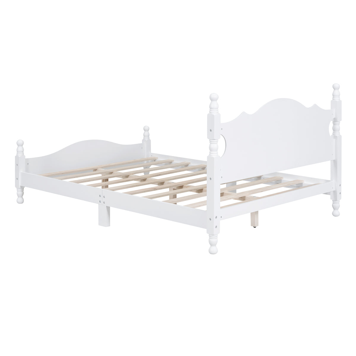 variant-group:rf-n733wf310129aak|Roomfitters Full Size Wood Platform Bed Frame, Retro-Inspired Design with Sturdy Wooden Slat Support for Classic and Modern Interiors, White