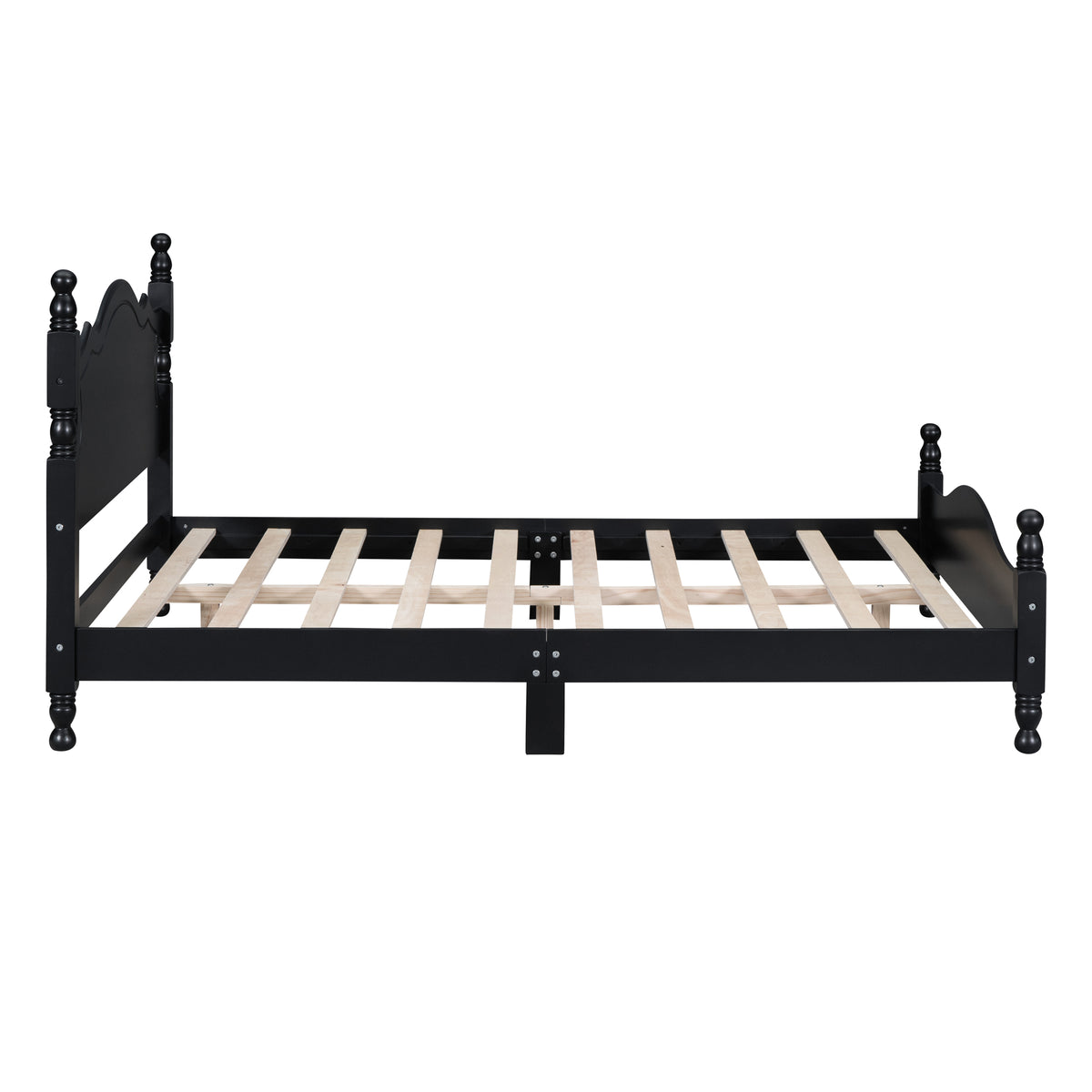 variant-group:rf-n733wf310129aab|Roomfitters Full Size Wood Platform Bed Frame, Retro-Inspired Design with Sturdy Wooden Slat Support for Classic and Modern Interiors, Black
