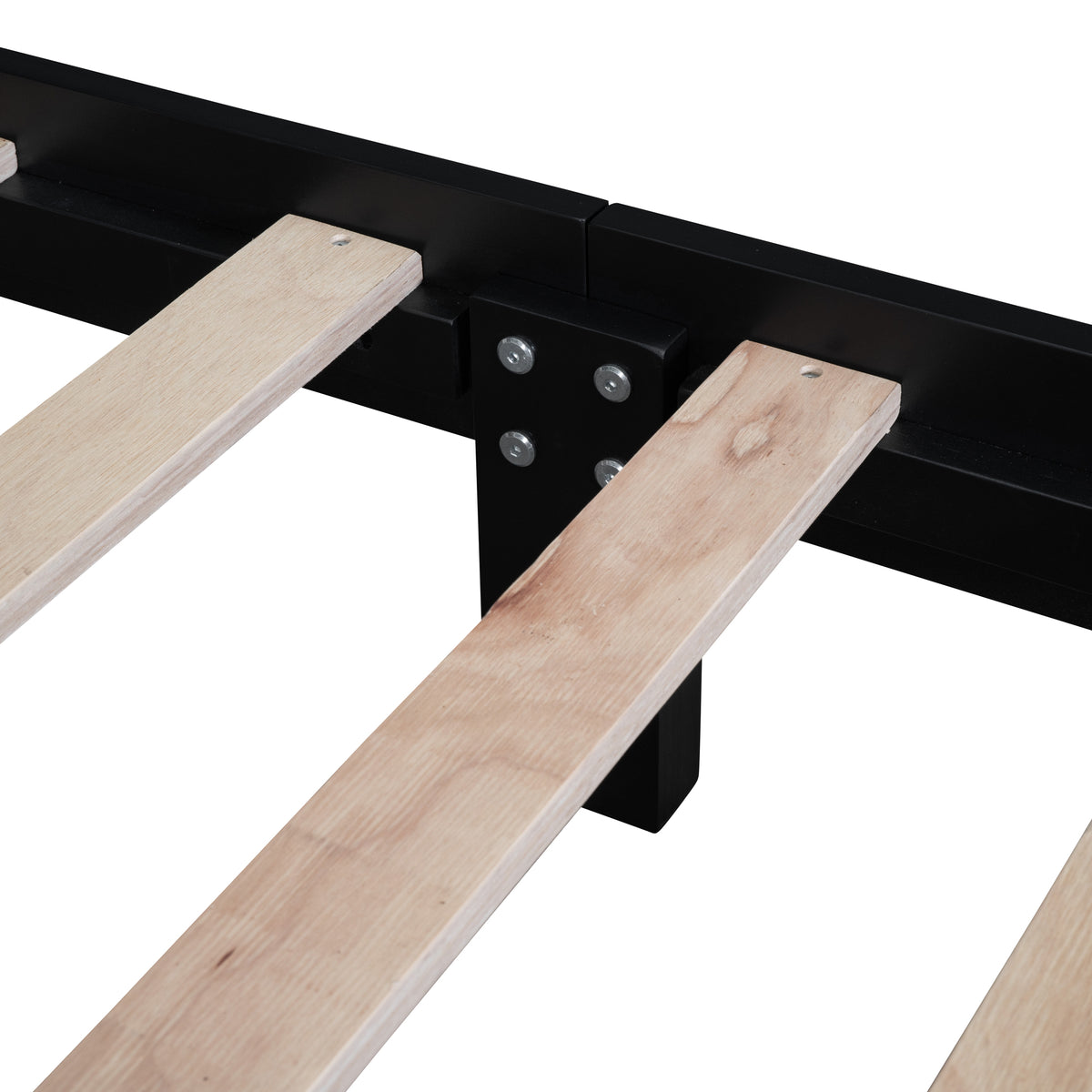 variant-group:rf-n733wf310132aab|Roomfitters Queen Size Wood Platform Bed Frame, Retro-Inspired Design with Sturdy Wooden Slat Support for Classic and Modern Interiors, Black