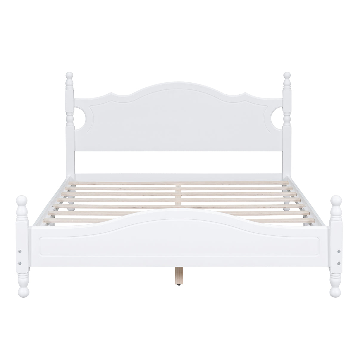 variant-group:rf-n733wf310132aak|Roomfitters Queen Size Wood Platform Bed Frame, Retro-Inspired Design with Sturdy Wooden Slat Support for Classic and Modern Interiors, White