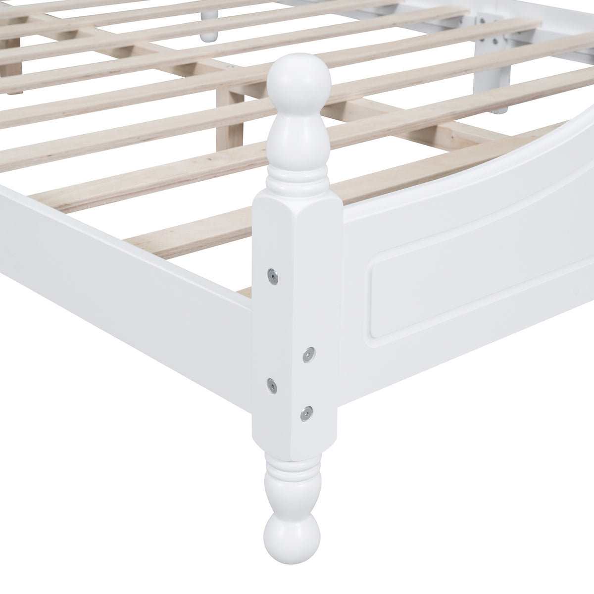 variant-group:rf-n733wf310132aak|Roomfitters Queen Size Wood Platform Bed Frame, Retro-Inspired Design with Sturdy Wooden Slat Support for Classic and Modern Interiors, White