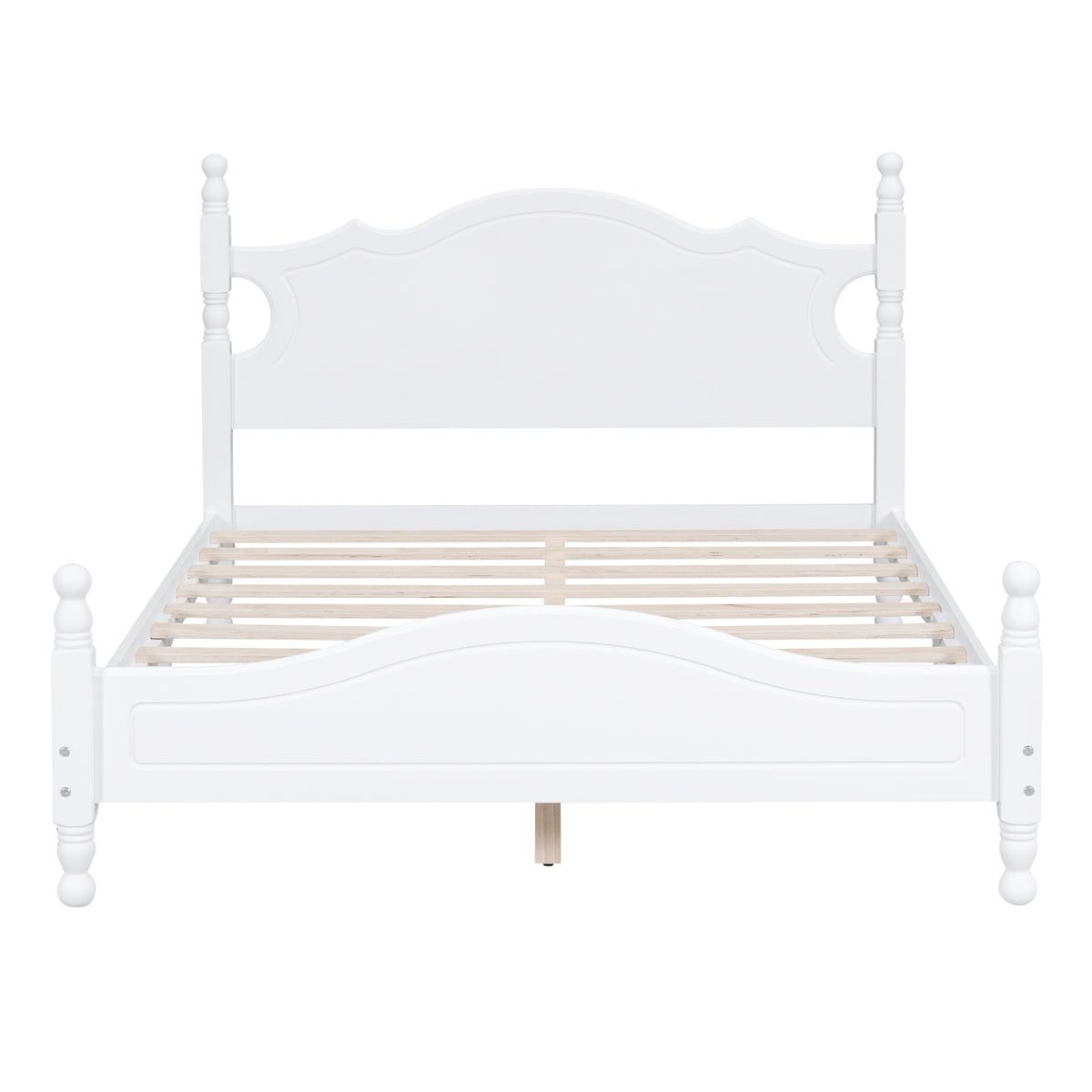 variant-group:rf-n733wf310129aak|Roomfitters Full Size Wood Platform Bed Frame, Retro-Inspired Design with Sturdy Wooden Slat Support for Classic and Modern Interiors, White