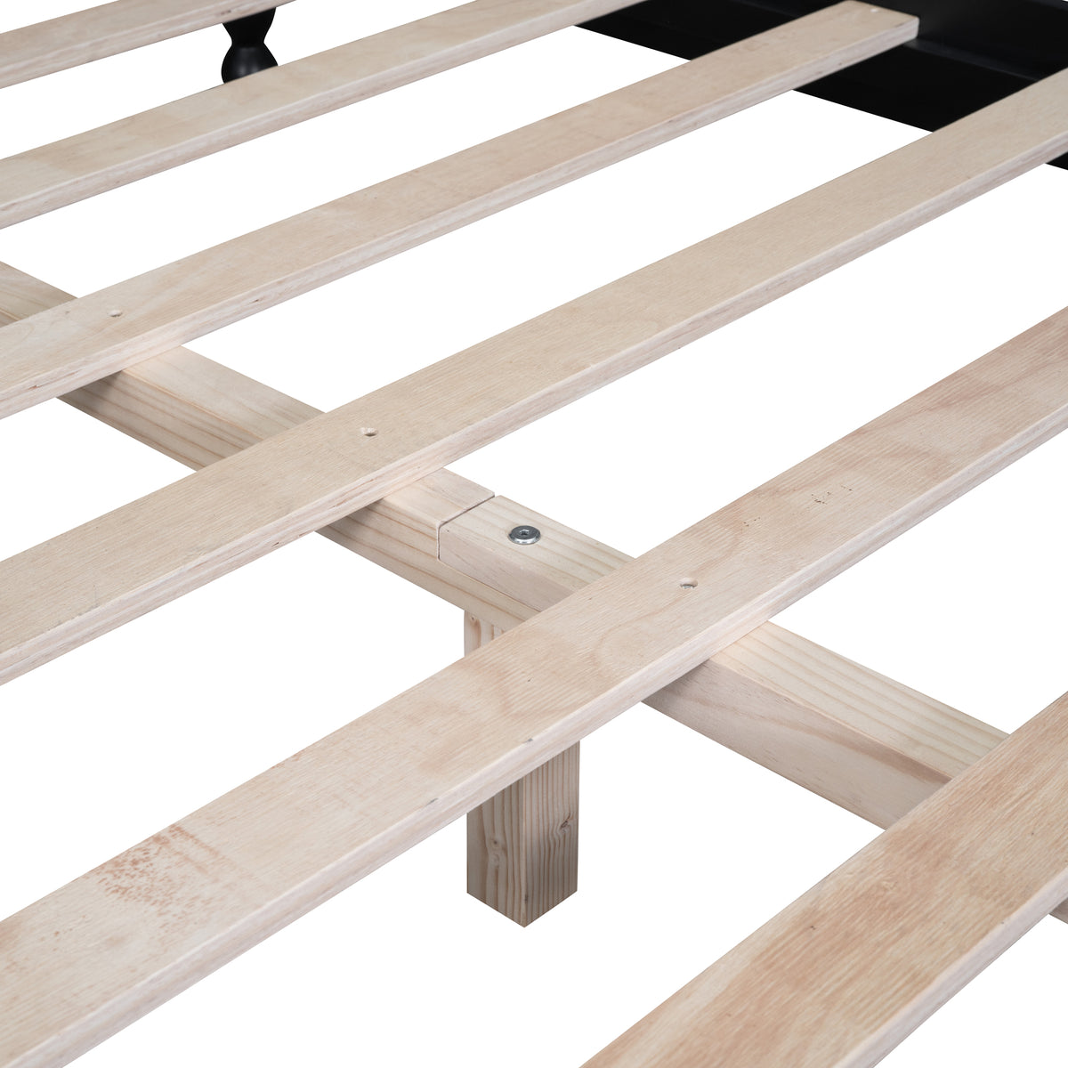 variant-group:rf-n733wf310132aab|Roomfitters Queen Size Wood Platform Bed Frame, Retro-Inspired Design with Sturdy Wooden Slat Support for Classic and Modern Interiors, Black