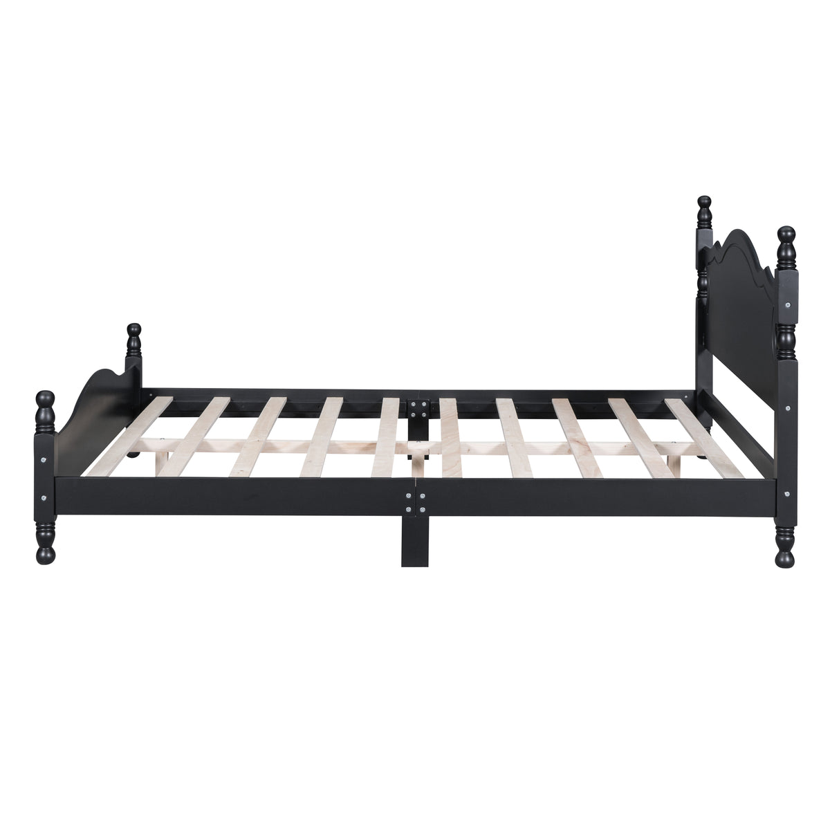 variant-group:rf-n733wf310132aab|Roomfitters Queen Size Wood Platform Bed Frame, Retro-Inspired Design with Sturdy Wooden Slat Support for Classic and Modern Interiors, Black